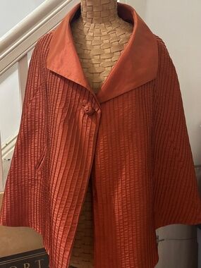 UNIQUE RAW SILK Rust Swing Jacket Size 14 Custom Made in Vietnam